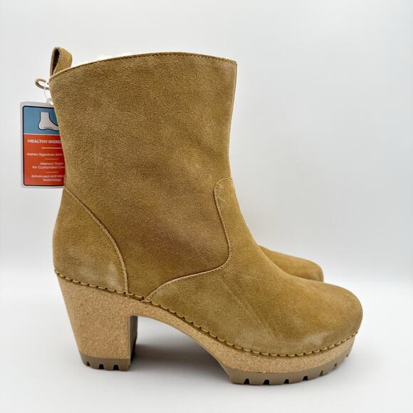 Aetrex Womens Scarlett Bootie EU 40 US 9-9.5M Brown Suede Shearling Lining NWOB - Picture 3 of 13